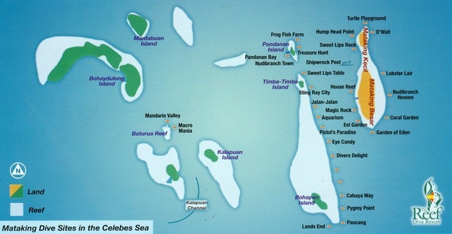 This a map of Pulau Mataking Island dive sites