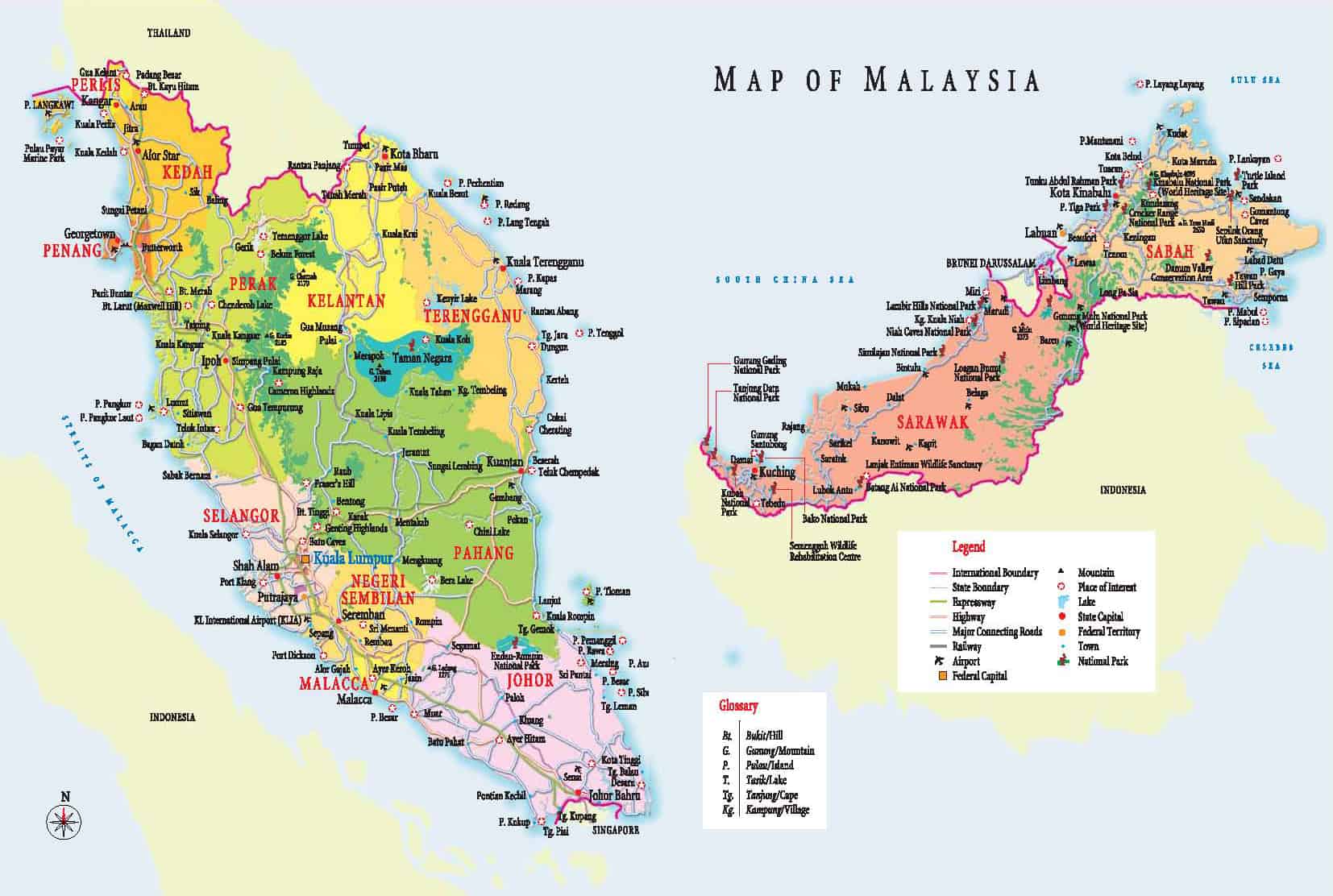 Malaysia Terrain Map