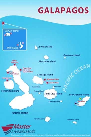 mv galapagos route map liveaboard review