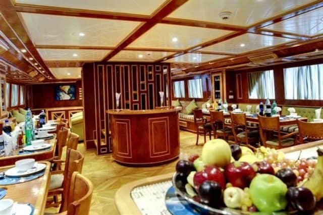 mv snefro love dining area liveaboard review