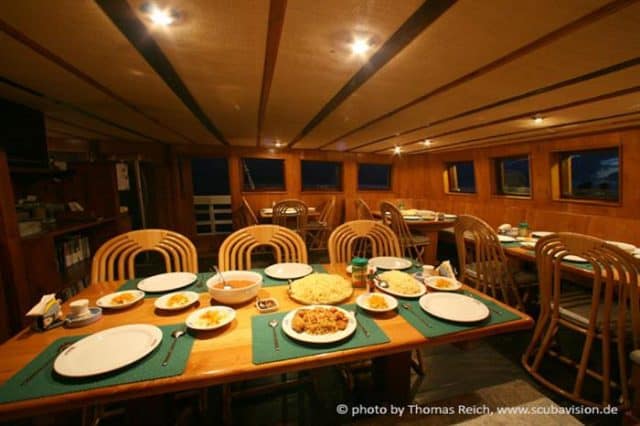 mv pindito dining area liveaboard review