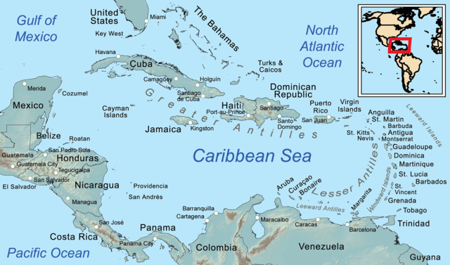 Map of Caribbean sea liveaboard scuba diving
