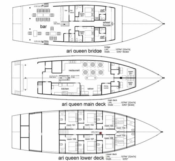 deck plan ari queen liveaboard maldives diving