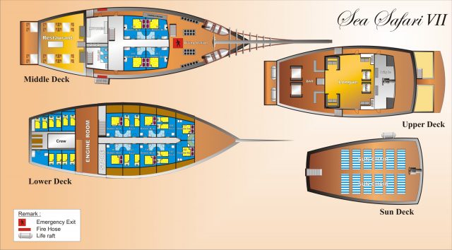 sea safari VII liveaboard diving indonesia deck plan