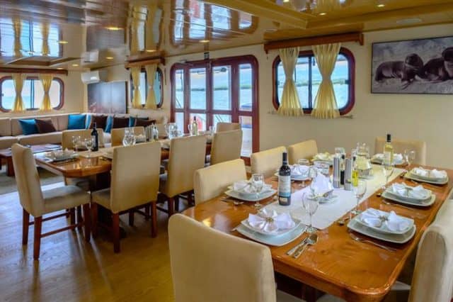 dining on seaman journey small cruise ship galapagos