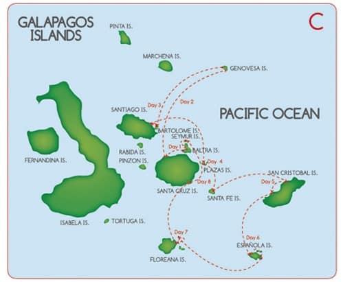 fragata small ship cruise galapagos route c 8 days
