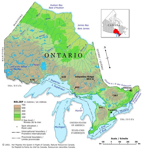 Map Of Ontario Waterways scuba dive canada